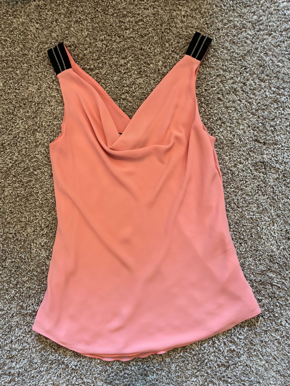 White House Black Market Coral Pink Cowl Neck Camisole with Black Straps